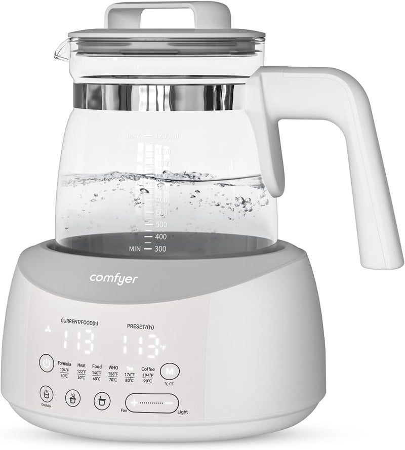 Comfyer Bottle Warmer , Baby Bottle Warmer with Night Light and Faster Cooling Fan, Instantly Water Warmer, Tea Kettle Electric with 6 Temperature Control Presets, Feed Baby More Easier and Healthier - Image 1